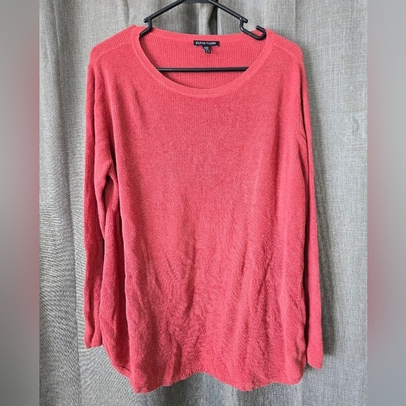 Eileen Fisher Sweaters - Eileen Fisher Pink Coral Silk Lightweight Sweater Size XL